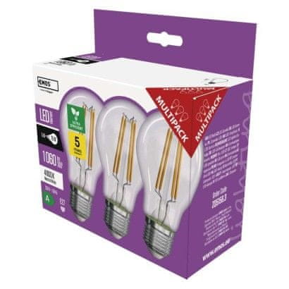 EMOS LED žiarovka Filament A CLASS A60 / E27 / 5 W (75 W) / 1 060 lm / neutrálna biela