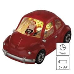 EMOS LED dekorácia – autíčko so Santom, 10 cm, 3x AA, vnútorný, teplá biela, časovač