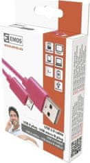 EMOS USB kábel 2.0 A/M - micro B/M 1m ružový