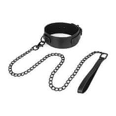 Easytoys Bedroom Fantasies Faux Leather Collar & Chain (Black), fetiš obojok s vodítkom