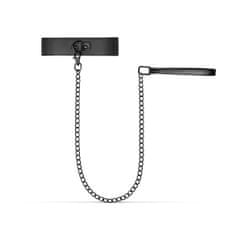 Easytoys Bedroom Fantasies Faux Leather Collar & Chain (Black), fetiš obojok s vodítkom