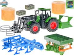 Kids Globe Farming traktor voľný chod 30 cm s doplnkami 7 ks