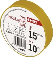 EMOS Izolačná páska PVC 15mm / 10m žltá