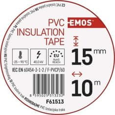 EMOS Izolačná páska PVC 15mm / 10m červená