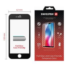 SWISSTEN sklo full glue, color frame, case friendly Apple Iphone 7/8/SE2 čierne