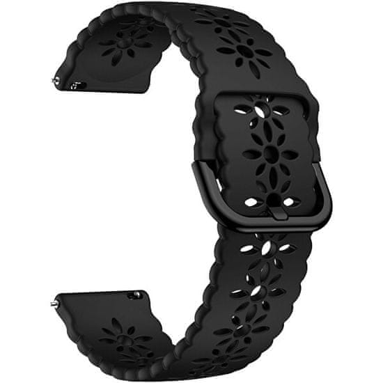 4wrist Silikonový řemínek s květinovým vzorem 22 mm - Black