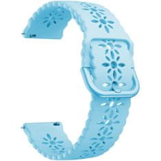 4wrist Silikonový řemínek s květinovým vzorem 20 mm - Light Blue