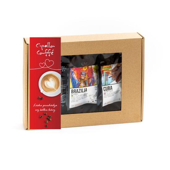 Cipolla caffé Darčekový set 3 x 100 g zrnková káva so stuhou - Láska