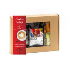 Cipolla caffé Darčekový set 2x100 g zrnková káva a 2x50g sypaný čaj so stuhou - Láska