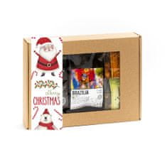 Darčekový set 2x100 g zrnková káva a 2x50g sypaný čaj so stuhou - Merry Christmas