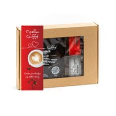 Cipolla caffé Darčekový set 1x250 g zrnková káva a 2x50g sypaný čaj so stuhou - Láska