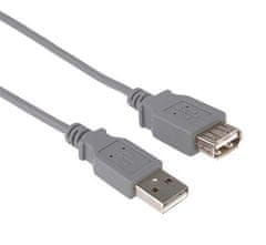 USB 2.0 kábel predlžovací, AA, 0,5m, šedá