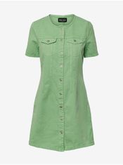 Pieces Zelené dámske džínsové košeľové šaty Pieces Tara M