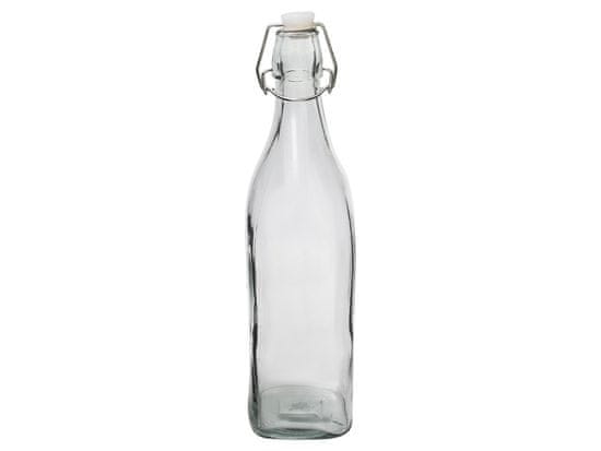 Fľaša sklo patentný uzáver 1000ml hranatá BUTY