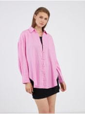 ONLY Ružová dámska ľanová košeľa ONLY Corina S