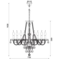 ACA ACA Lighting Crystal závesné svietidlo BLK80048PCG