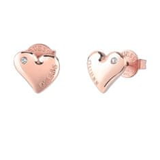 Guess Krásne bronzové náušnice kôstky Fluid Hearts JUBE02303JWRGT/U