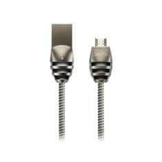 Canyon Nabíjací kábel micro-USB/USB 2.0, 5V/2A, priemer 3,5mm, kovovo opletený, 1m, tmavo-šedá