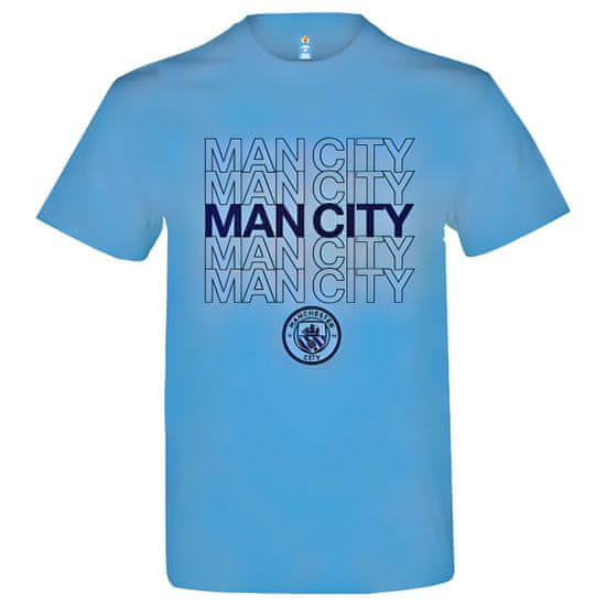 FAN SHOP SLOVAKIA Modré Tričko Manchester City FC, nápis Man City, klubový znak