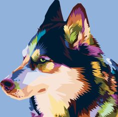 ZUTY Maľovanie podľa čísel - FAREBNÝ HUSKY NO 80x100 cm