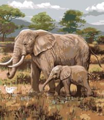 ZUTY Maľovanie podľa čísel - AFRICKÉ SAFARI SLONY (JOE HAUTMAN) NO 80x100 cm