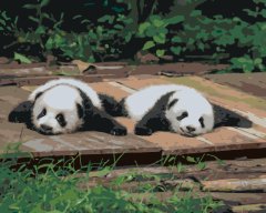 ZUTY Maľovanie podľa čísel - PANDA LEŽIACA NA DREVE NO 80x100 cm