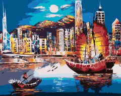 ZUTY Maľovanie podľa čísel - PRÍSTAV V HONG KONGU NO 80x100 cm