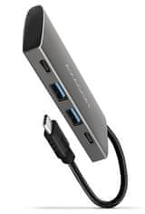 AXAGON húb USB-C SUPERSPEED / HMC-4G2 / USB 3.2 Gen2 / 2x USB-C / 2x USB-A / 10GB/s / 0,13m