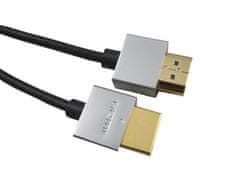 PremiumCord Slim HDMI High Speed + Ethernet kábel, pozlátené konektory, 1,5 m