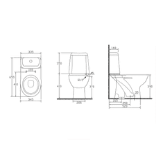 AQUALINE Aqualine, RIGA WC kombi, spodný odpad, splachovací mechanizmus, RG801