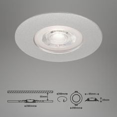 BRILONER BRILONER LED vstavané svietidlo, priemer. 9 cm, 4,9 W, matný chróm IP44 BRI 7047-014