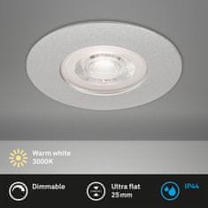 BRILONER BRILONER LED vstavané svietidlo, priemer. 9 cm, 4,9 W, matný chróm IP44 BRI 7047-014