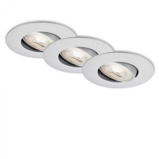 BRILONER BRILONER 3ks sada LED vstavané svietidlo, priemer. 9 cm, nastaviteľné, 5 W, matný chróm BRI 7048-034