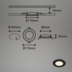 BRILONER BRILONER LED vstavané svietidlo, priemer. 11,5 cm, LED modul, 6W, 600 lm, čierna IP44 BRI 7053-015