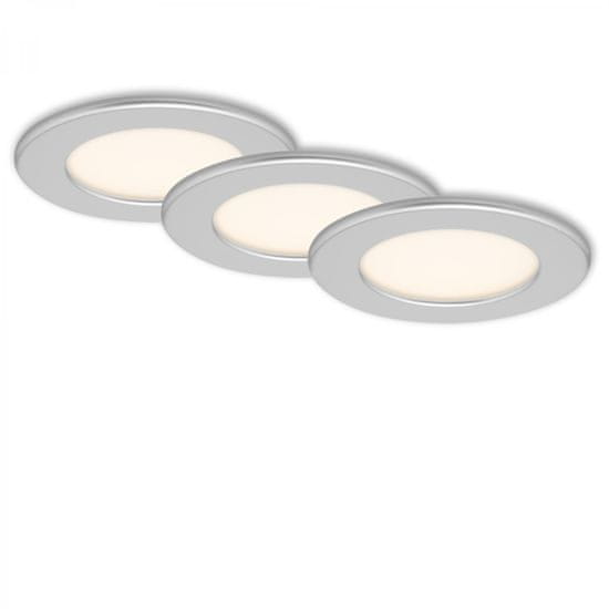 BRILONER BRILONER 3ks sada LED vstavané svietidlo, priemer. 11,5 cm, 6 W, matný chróm IP44 BRI 7053-034