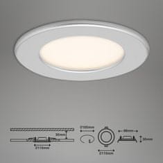 BRILONER BRILONER LED vstavané svietidlo, priemer. 11,5 cm, 6 W, matný chróm IP44 BRI 7053-014