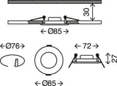 BRILONER BRILONER LED vstavané svietidlo, priemer. 8,5 cm, 5 W, matný nikel IP44 BRI 7113-412