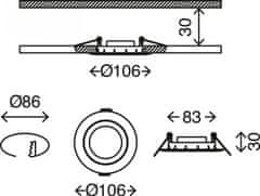 BRILONER BRILONER LED vstavané svietidlo, priemer. 10,6 cm, 7 W, matný nikel BRI 7114-412