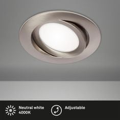 BRILONER BRILONER LED vstavané svietidlo, priemer. 10,6 cm, 7 W, matný nikel BRI 7114-412