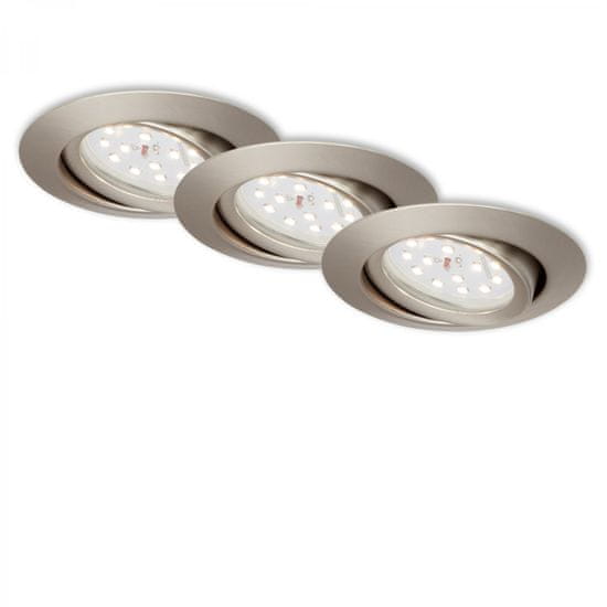 BRILONER BRILONER 3ks sada LED vstavané svietidlo, priemer. 8,2 cm, 3,5 W, matný nikel BRI 7172-032