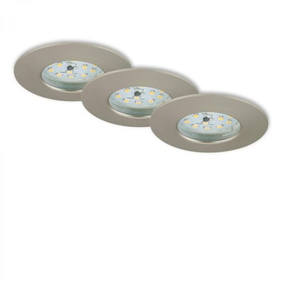 BRILONER BRILONER 3ks sada LED vstavané svietidlo, priemer. 7,5 cm, 5,5 W, matný nikel IP44 BRI 7231-032