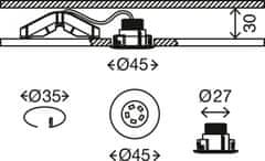 BRILONER BRILONER LED vstavané svietidlo, priemer. 4,5 cm, 1,8 W, biele IP44 BRI 7240-016