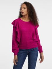 Orsay Tmavo ružový dámsky sveter s volánmi S