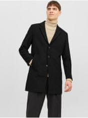 Jack&Jones Čierny pánsky kabát s prímesou vlny Jack & Jones Morrison M