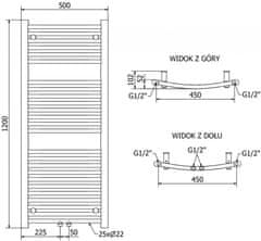 Mexen Ares vykurovací rebrík/radiátor 1200x500 mm, 420 w, chróm (W102-1200-500-00-01)