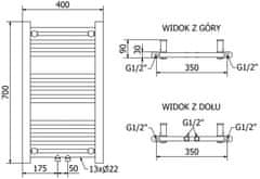 Mexen Mars vykurovací rebrík/radiátor 700 x 400 mm, 238 w, antracit (W110-0700-400-00-66)