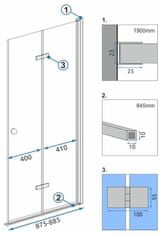 REA Fold N2, sprchové dvere ku sprchovému kútu Fold 90cm, 6mm číre sklo, chrómový profil, REA-K7442