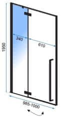 REA Sprchové dvere FARGO 100 - čierne matné