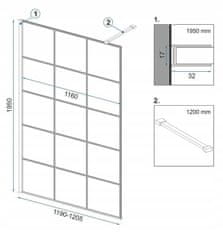 REA Bler1 sprchová zástena 120x195cm, 8mm sklo, číre sklo / čierny profil, REA-K7957