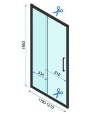 REA Rapid Slide, posuvné sprchové dvere 120cm, 6mm číre sklo, čierny profil, REA-K6402